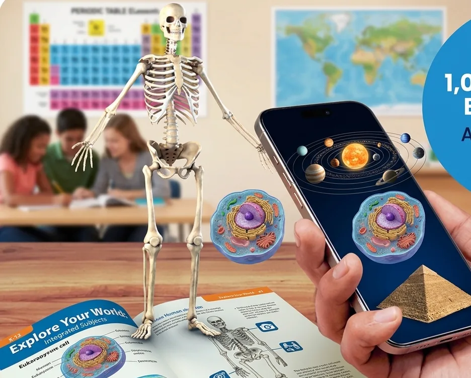 AR Content Library, 3D models rising off the textbook page